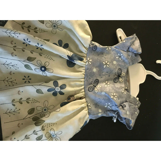 Market on Blackhawk:  Doll Dress - Blue and Cream Butterflied and Flowers   |   O Baby Creations & Kathys Simply Cakes