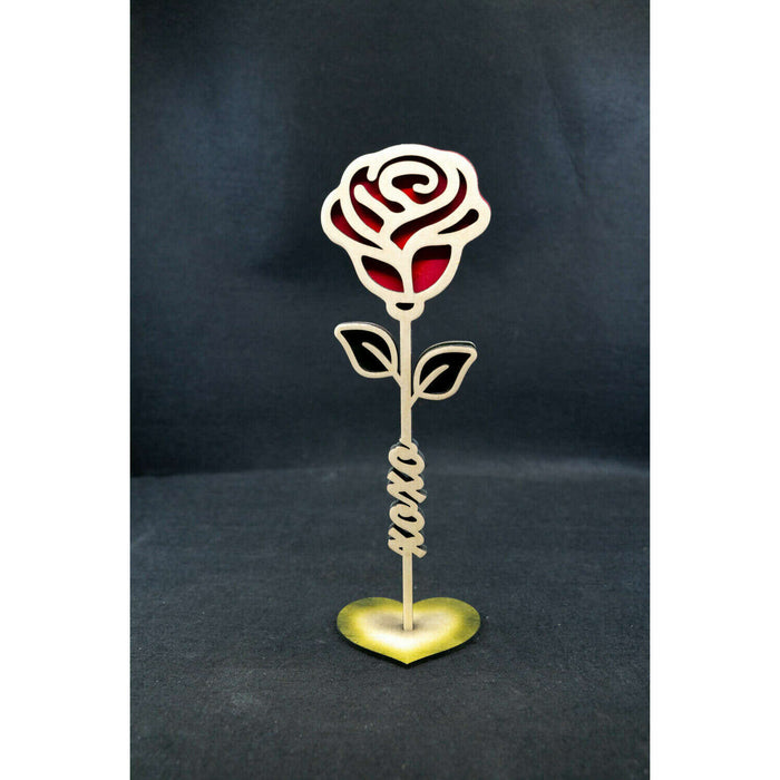 Market on Blackhawk:  Laser-Cut & Air-Brushed Wood Flowers for Mothers - XOXO ... hugs & kisses  (3" x 0.5" x 9.88" - 0.8 oz.)  |   Woodworking Creations